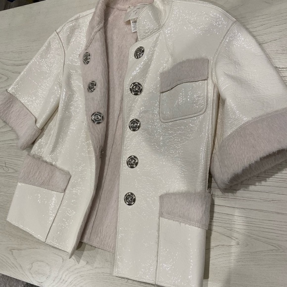 MARC JACOB VINTAGE LEATHER WOOL JACKET CREAM 0 - Picture 5 of 6